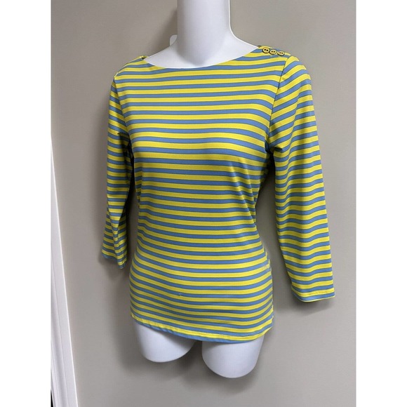 J. McLaughlin Striped Catalina Cloth Top 3/4 Sleeves ~ Size XS - Picture 1 of 7